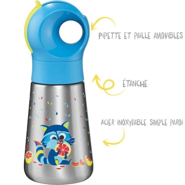Gourde barn stål rostfritt termisk MAPED 350 ml Tvättbjörn