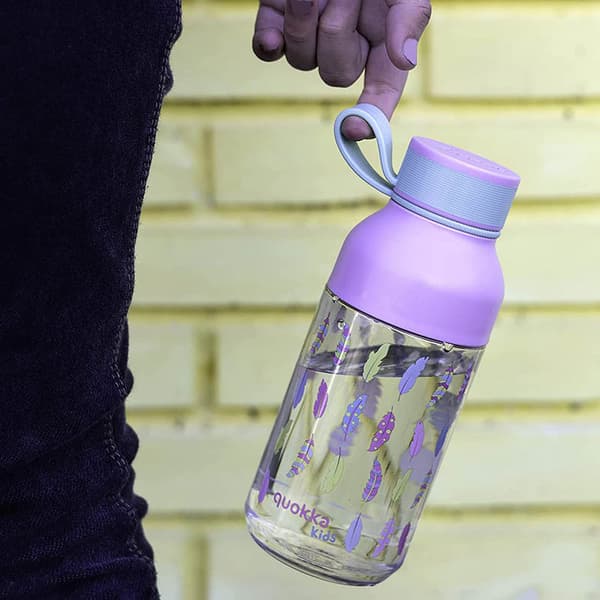 Quokka Ice Kids with strap - Ecozen Water Bottle 430 ml with strap (Feathers)