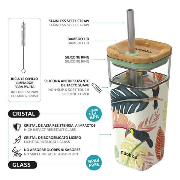QuokkaLiquidCube-Halmglasiglasmedsilikonskydd540ml(tukaner)
