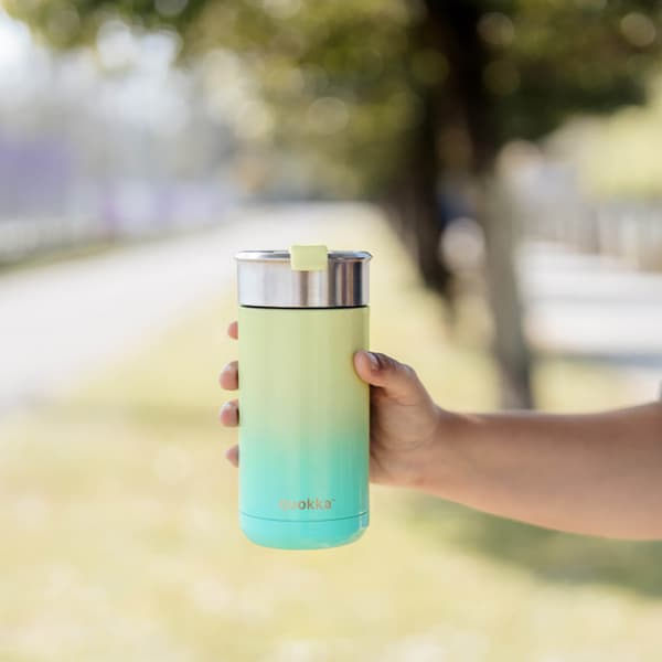 QuokkaBoostCoffeeTumbler-Rostfrivärmemuggmedbryggare400ml(citronlime)