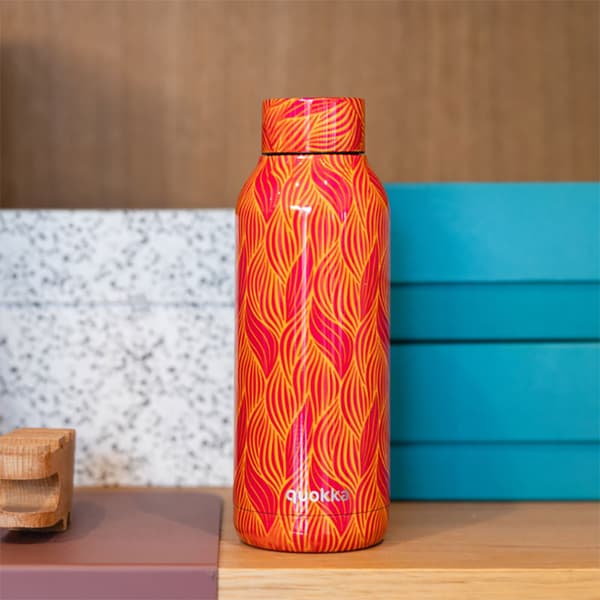 QuokkaSolid-Rostfrittståldubbelväggvakuumisoleradvattenflaska,bärbartermos510ml(OrangeBloom)