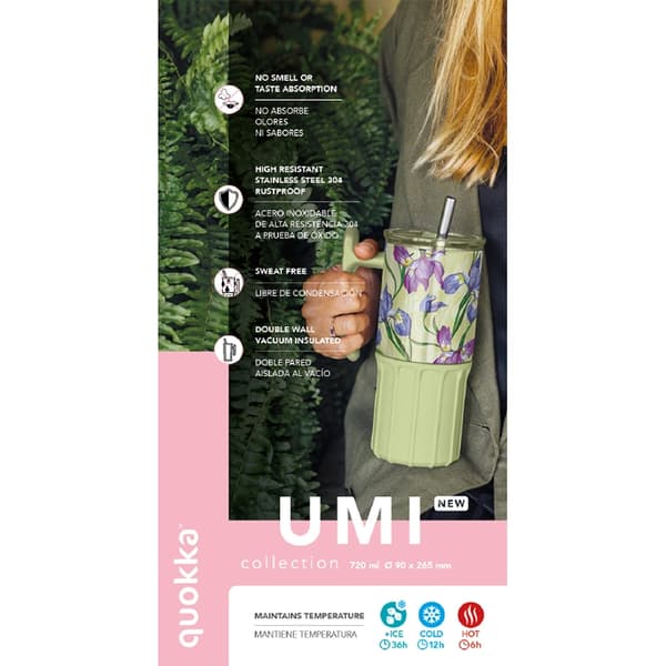 QuokkaUmi-StainlessSteelThermalMug720mlwithStrawandSiliconeBase(Black)