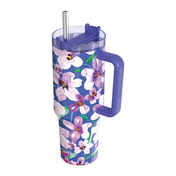 Quokka Stream - Stainless Steel Thermal Mug 1200 ml with Straw (Flower Dusk)