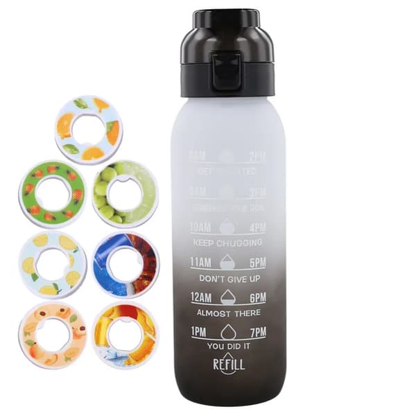 Vattenflaska, läckagesäker design, 1000ML kapacitet,Svart vit