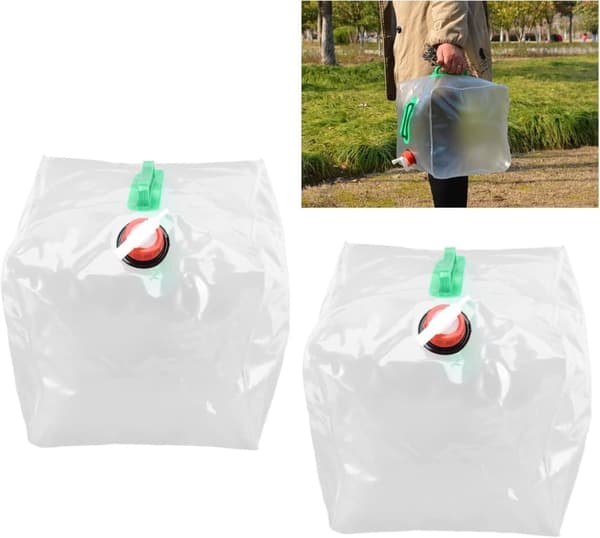 2-Pack 10L Hopfällbar Vattendunk med Kran - Vattenbehållare