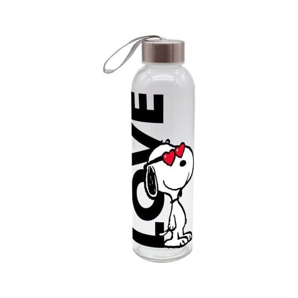 Flaska - Geda Etiketter - Snoopy - Kärlek - Vit - 500 ml - Plast