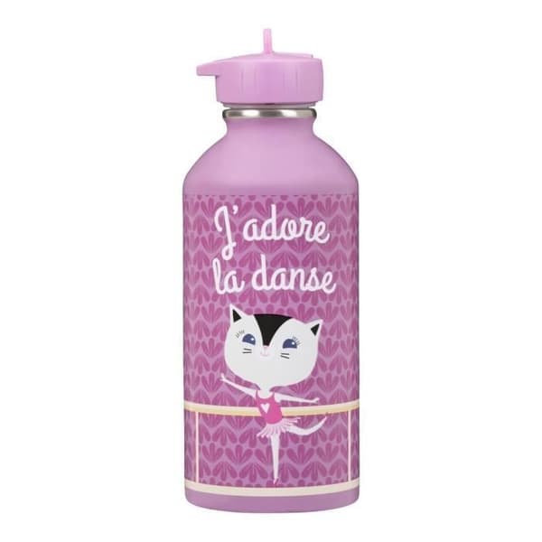 Barnvattenflaska Rostfritt stål - Lätt att rengöra - Återanvändbar vattenflaska - Kapacitet 300ml - 17cm x 6,5cm - Jag älskar att dansa