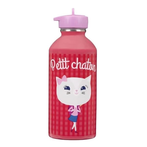 Gourde barn - Liten Kattunge - Rostfritt stål - 300ml - 17 cm x 6,5 cm - Röd