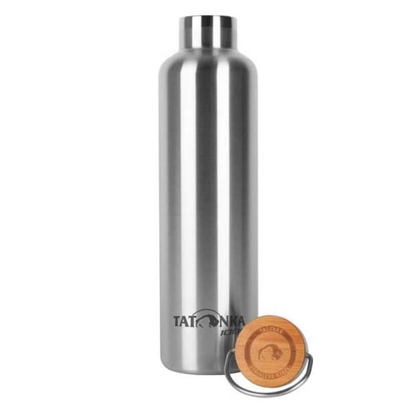 Isolerad flaska - TATONKA - Varmt + Kallt Innehåll - Rostfritt stål - 1000 ml - Lock av bambu