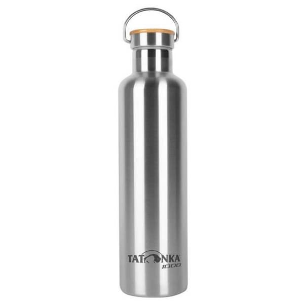Isolerad flaska - TATONKA - Varmt + Kallt Innehåll - Rostfritt stål - 1000 ml - Lock av bambu