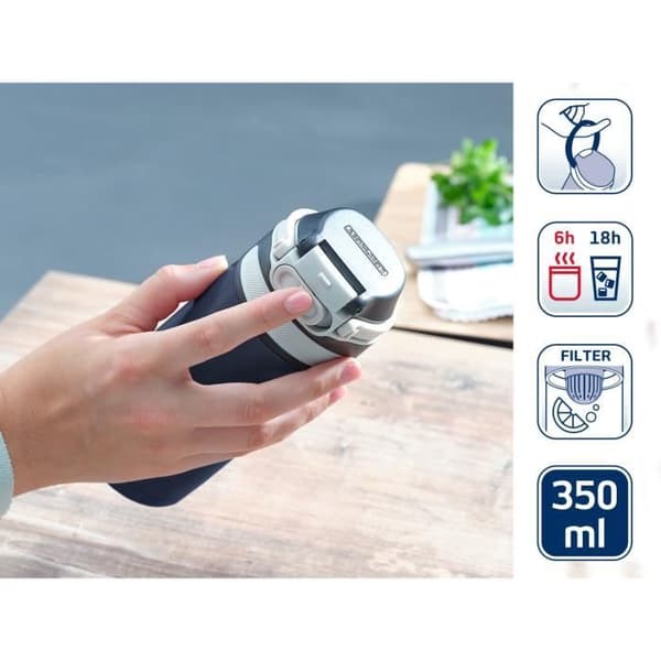 Bouteille isolerande 350 ml 03247 Leifheit, vattentät flaska med 100% läckfri stängning och lätt öppning, mörkblå - Serie