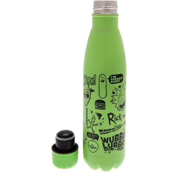 Vattenflaska - RICK AND MORTY - Citat - Grön - Plast - Cylindrisk