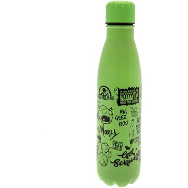 Vattenflaska - RICK AND MORTY - Citat - Grön - Plast - Cylindrisk