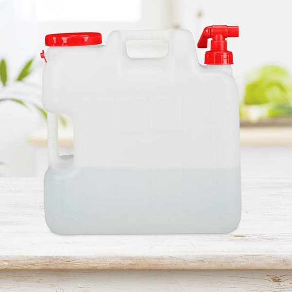 Relaxdays vattendunk med kran, skruvkork, campingvattendunk, 20 L, BPA-fri, vit-röd