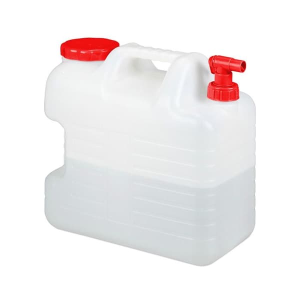 Relaxdays vattendunk med kran, skruvkork, campingvattendunk, 20 L, BPA-fri, vit-röd
