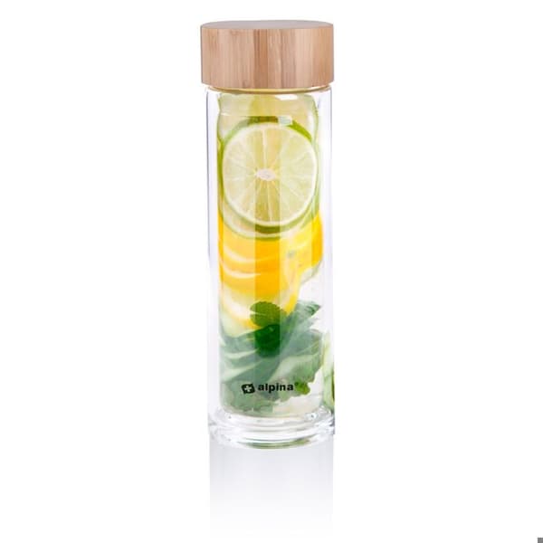 Glasflaska - Alpina - 450 ml - Kork av bambu - Modern design - Lätt och hanterbar