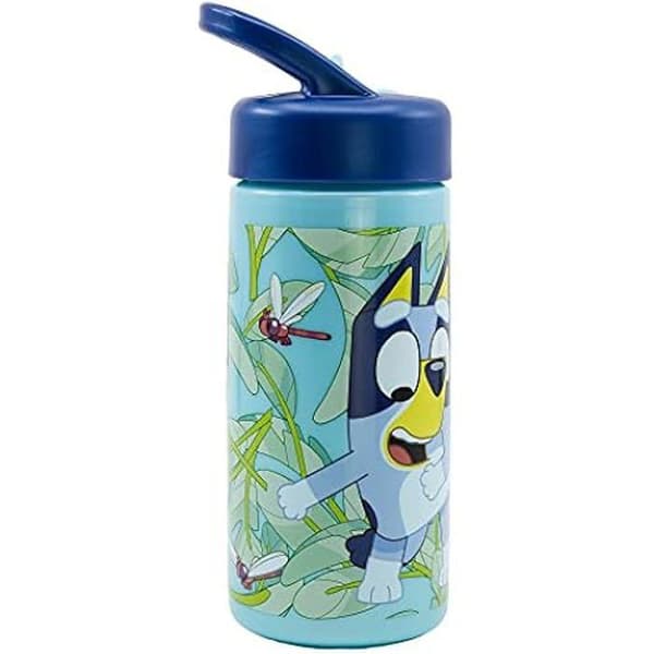Stor Bluey sportvattenflaska med sugrör och integrerat handtag, 410 ml, blå