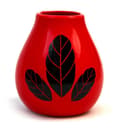 Miniatyrbild 1 av 2: Matte grön - 14271 - Yerba maté i keramik Calebasse Hoja Rouge Becher dekorerad med blad av yerba maté 350 ml