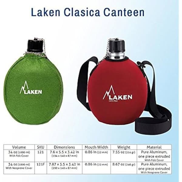 Gourde - LAKEN - Klassisk - 1 L - Aluminium - Vattentät - Neopren