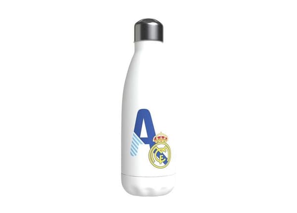 Cyp märke - B-12A-RM - Real Madrids vattenflaska i rostfritt stål, hermetiskt stängd, bokstaven A i blått, 550 ml