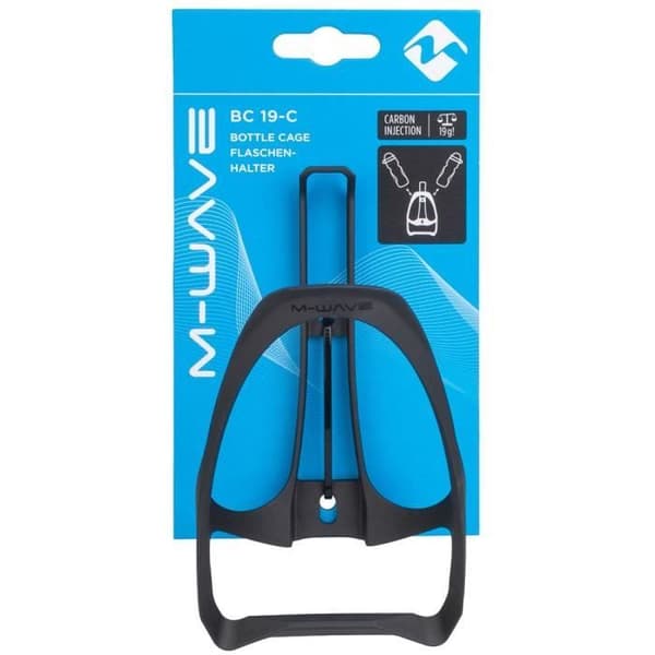 M-Wave Flaskhållare Unisex - Vuxen BC 19-C - Förstärkt plast av kolfiber, Superlätt, Modern och Funktionell, Svart