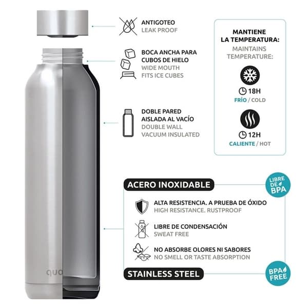 Isolerad flask i rostfritt stål 510 ml (ljusgul) Quokka Solid