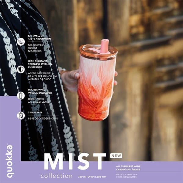Tålig isolerad stålmugg 720 ml med sugrör (elfenben) Quokka Mist