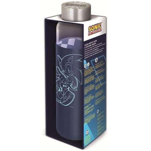 STOR - Sonic - Flaska - Glas med silikonhylsa - Återanvändbar - 585 ml