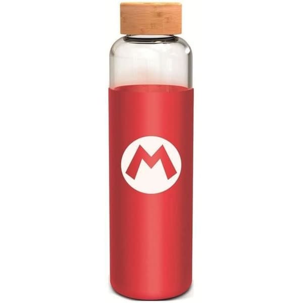 Flaska - STOR - Super Mario Bros - Glas med silikonhylsa - Återanvändbar - 585 ml