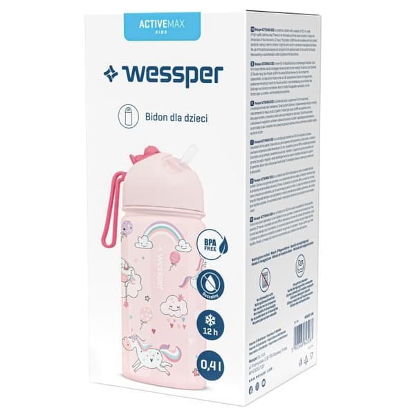 Barnflaska - WESSPER - ACTIVEMAX KIDS - 0,41 L - Rostfritt stål - BPA-fri