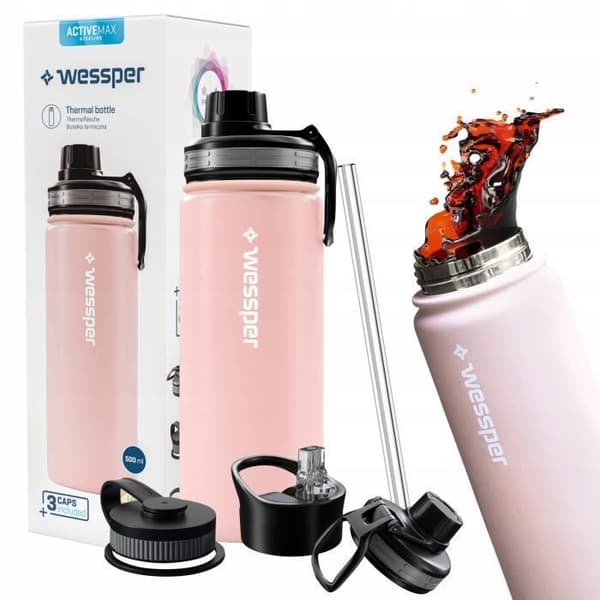 Termosflaska - WESSPER - ActiveMax Steeline - Rostfritt stål - 500ml - Rosa