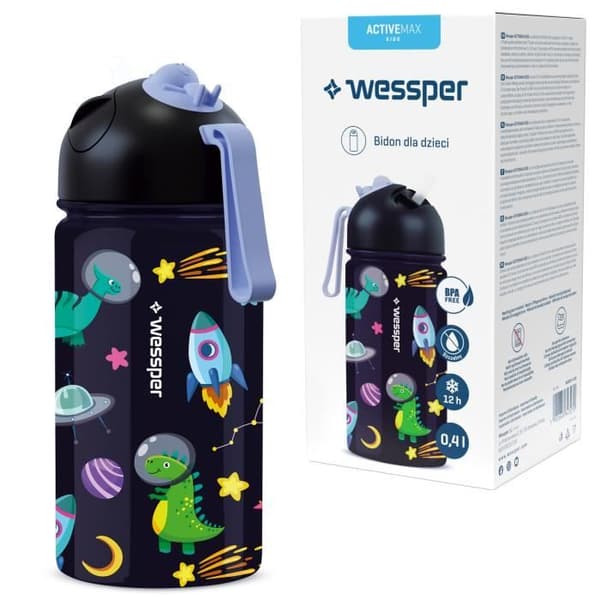 Barnflaska - WESSPER - ACTIVEMAX KIDS - Rostfritt stål - 0,41 L - Utan BPA