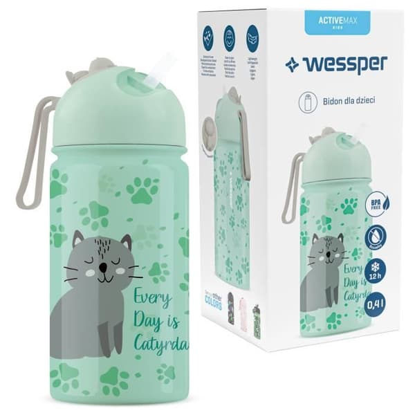 Barnflaska - WESSPER - ACTIVEMAX KIDS - 0,4 L - Rostfritt stål - Utan BPA