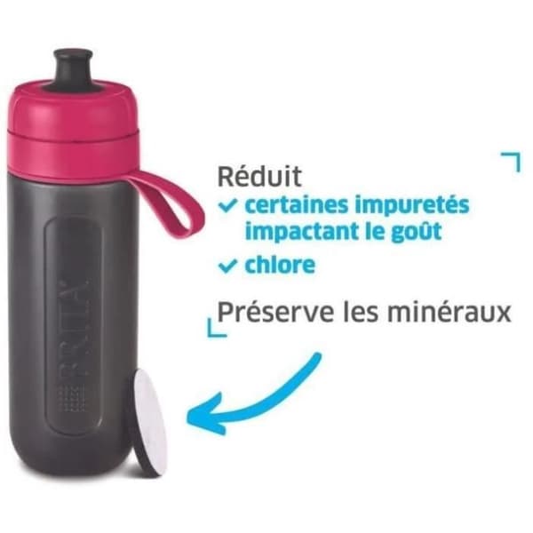 Filterflaska - BRITA - Aktiv - 0,6L - MicroDisc-filter - Rosa färg