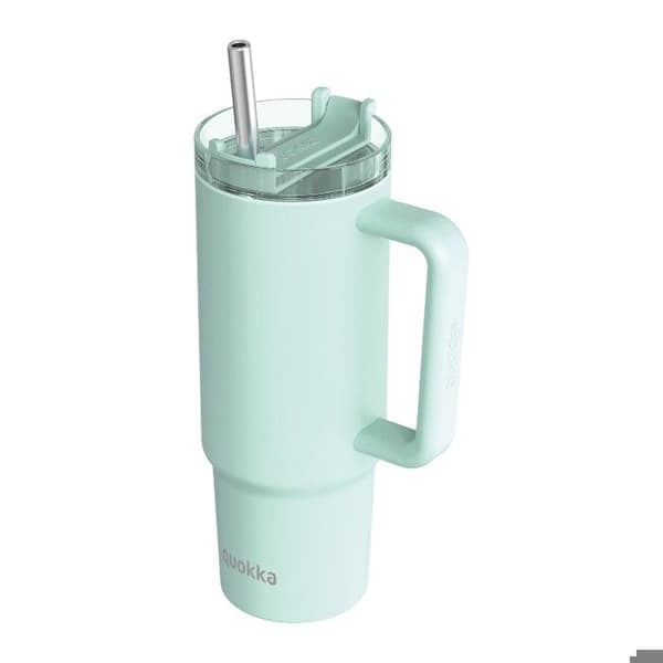 Isolerad rostfri kopp 950 ml med sugrör (turkos) Quokka Stream