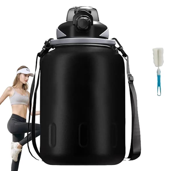 Sports Vandflaske, 1000ml Kapacitet, Genanvendeligt Design,1000 ml, sort
