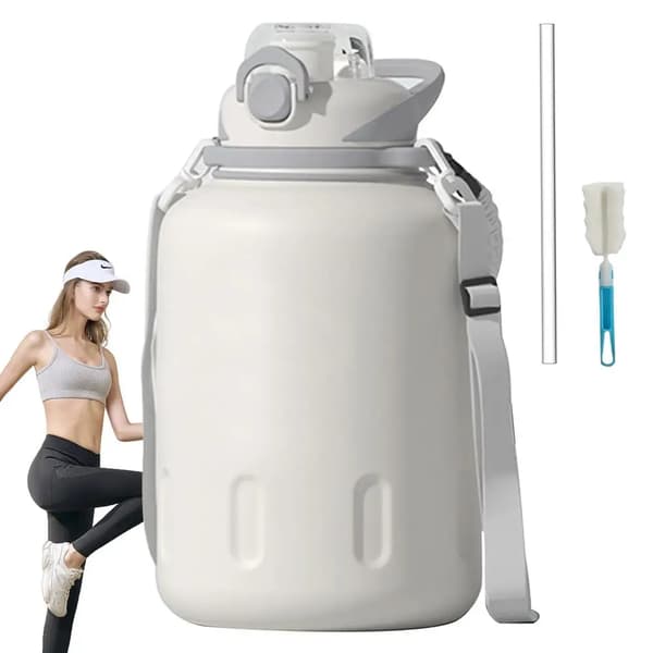 Sports Vandflaske, 1000ml Kapacitet, Genanvendeligt Design,1000 ml, HVID