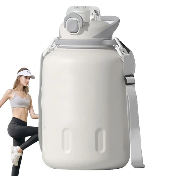 Sports Vandflaske, 1000ml Kapacitet, Genanvendeligt Design,1000 ml, HVID