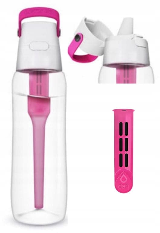 Dafi Solid vandflaske med filter, pink, 0,7 l, lavet af Tritan