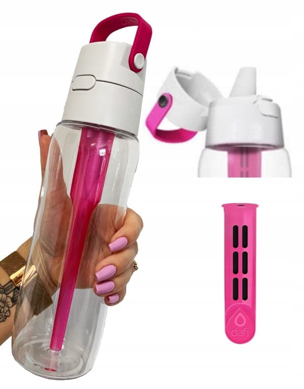 Dafi Solid vandflaske med filter, pink, 0,7 l, lavet af Tritan