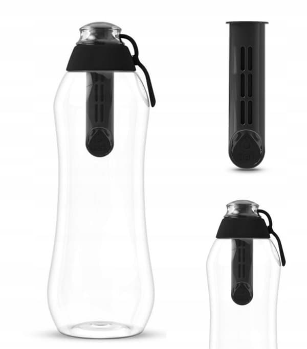 Svart Dafi vattenfilterflaska 0,5l + filter