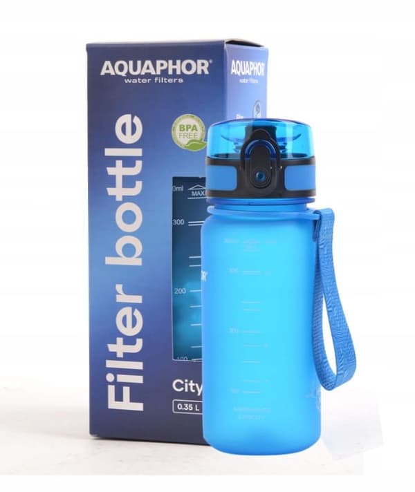AQUAPHOR-suodatinpullo + 1 vesisuodatinpatruuna 0,35 l sininen