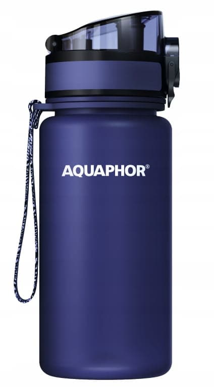AQUAPHOR tummansininen suodatinpullo + 1 vesisuodatinpatruuna 0,35 l
