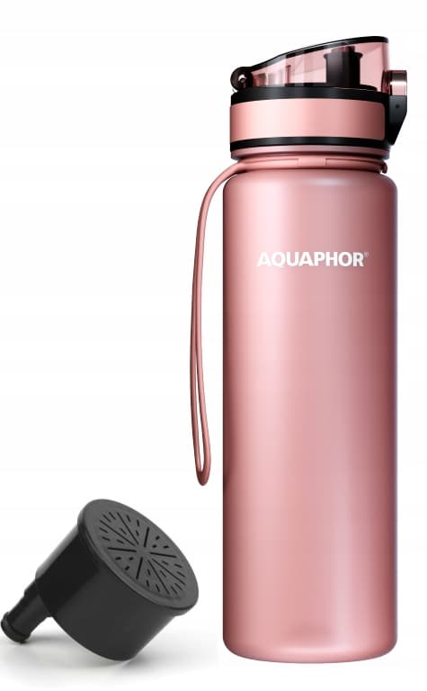 Aquaphor 0,5l rosa vattenfilterflaska + 1 filter