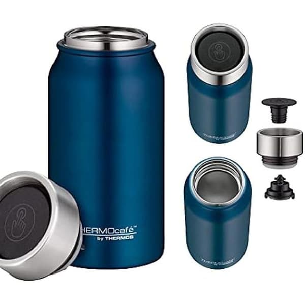 Isolerad kopp - THERMOCAFÉ BY THERMOS - 0,35 l - Rostfritt stål - 8h varm / 16h kall - Vätsketät