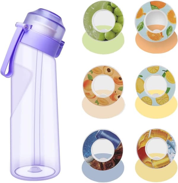 Neljä väriä (violetti/pinkki/sininen/musta) Air-Up Air -juomapullo 650 ml – 7 makukapselia | 0 sokeria ja tuoksuviolettia