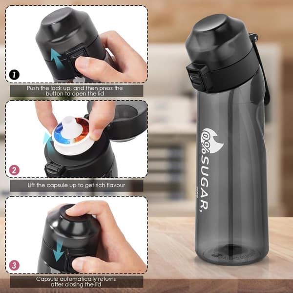 Fyra färger(Lila/Rosa/Blå/Svart) Air-Up Luftvattenflaska 650ml – 7 Smakkapslar | 0 Socker & Doftande Purpur