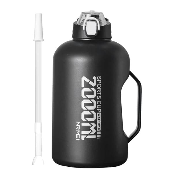 Rustfrit stål isoleret vandflaske, 1,5L & 2,0L kapacitet, lækagesikker design,BXGDDT-2.0-SVART, 1500-2000 ml