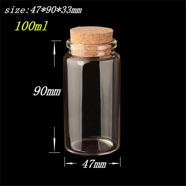 Glasflaskor med Kork, Klar Transparent Design, Miljövänligt Material,100 ml