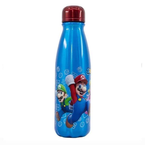 Vattenflaska - Super Mario - 600ml - Aluminium - Blå - Barn